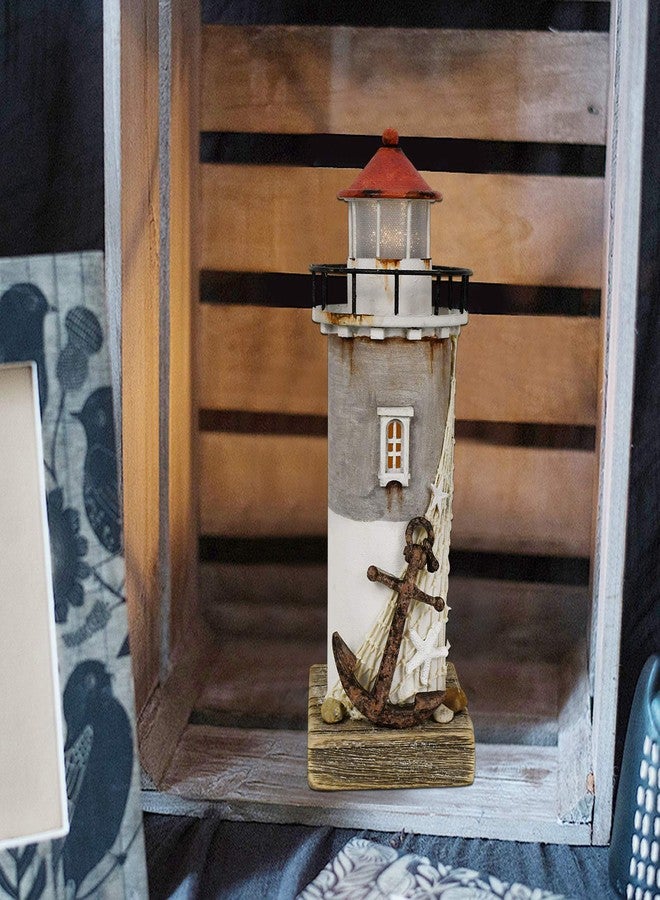 Morning View Lighthouse Decor Nautical Decoration Lighted Wood Light House Figurine Beach House Coastal Decor Table Ocean Seaside Theme Home Decorations Lake House Bathroom Shelf Centerpiece 11.4" - Image 5